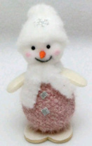 Новогоднее декоративное изделие Снеговик 11 см св.розовый/белый Новогоднее декоративное изделие Снеговик 11 см св.розовый/белый