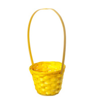 Корзина плетеная (бамбук), D13xH9.5/28 см. желтый Корзина плетеная (бамбук), D13xH9.5/28 см. желтый