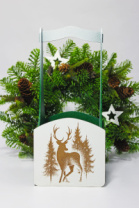 Декоративный ящик квадратный 140*125*h300 Олень в лесу т.зеленый