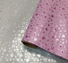 Пленка блестящая "Сердечки" 50см 5м, розовый