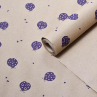 Крафт бумага "Божья коровка" фиолетовый цв. на коричневом 70 см*8,5 ярд ± 5%