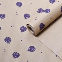 Крафт бумага "Божья коровка" фиолетовый цв. на коричневом 70 см*8,5 ярд ± 5%