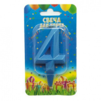 Свеча цифра Геометрия Синяя бирюза №4 7см ДБ