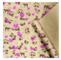 Крафт бумага Ля Мур коричневый/розовый на коричневом фоне 720мм/60гр/10м± 5%