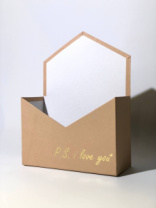 Конверт 180*240*70 с золот. тиснением "P.s. I love you" кофе с молоком
