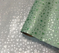 Пленка блестящая "Сердечки" 50см 5м, тиффани