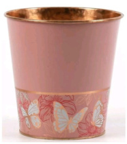 Декоративное кашпо "Бабочки" 15XH15CM/B11, металл, св.розовый