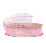 Лента органза "Жемчуг" 25mm*10 ярд розовый Лента органза "Жемчуг" 25mm*10 ярд розовый