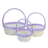 Корзины из ивы 36*14*39, 29*12,5*33, 22*11*28, 3шт, круг, белый/сиреневый