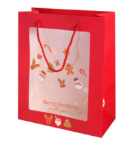Пакет с окном "Merry Christmas" 32x26x12cm красный