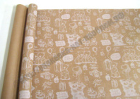 Крафт бумага "Мишки" белый цв. на коричневом фоне 70 см* 8,5 ярд ± 5%