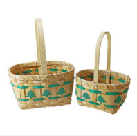 Набор корзин плетеных (секвойя), 23,5x18,5x13/30 см, 18,5x14,5x11/26 см, 2 шт., натур,/зелен.