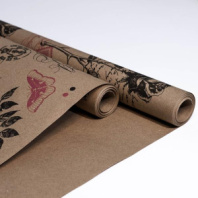 Крафт бумага "Розы" цв.черный-яркая малина на коричневом фоне 720мм/60гр/60мкр/8,5м± 5%