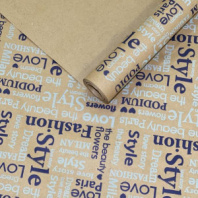 Крафт бумага "Love story"цв.синий/морская волна на коричневом фоне 70см/60гр/60мкр/10м± 5%