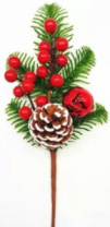 Ветка с ягодами и шишкой 30 см