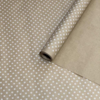Крафт бумага "Горох" белый цв. на коричневом фоне 720мм/60гр/60мкр/8,5м± 5%