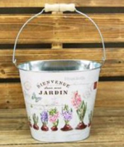 Декоративное овальное кашпо-ведерко "Жардин" 18X11.5XH15.5/26.5 см. металл