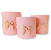 Коробки круглые без крышек Набор из 3х (16*16/18*18/20*20) с бантиком персиковый