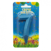 Свеча цифра Геометрия Синяя бирюза №7 7см ДБ