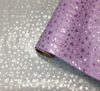 Пленка блестящая "Сердечки" 50см 5м, сиреневый