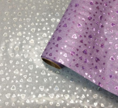 Пленка блестящая "Сердечки" 50см 5м, сиреневый