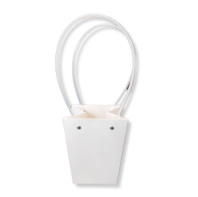 Пакет под цветы 13*9,5*15см Конус Белый глянец с пластиковой ручкой Пакет под цветы 13*9,5*15см Конус Белый глянец с пластиковой ручкой