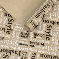 Крафт бумага "Love story"цв.черный/белый на коричневом фоне 70см/60гр/60мкр/10м± 5%