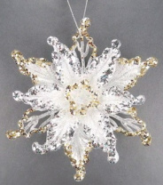 Фигурка декоративная Пуансеттия на подвеске украш. серебр. и золот. блеском 12 см акрил Фигурка декоративная Пуансеттия на подвеске украш. серебр. и золот. блеском 12 см акрил