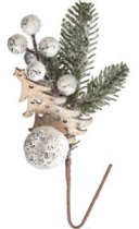 Ветка с белыми ягодками и елочкой, 25 см