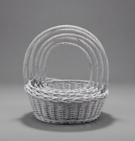 Корзины из ивы 62*50*20*60, 54*41*18*55, 46*35*15*50, 40*29*14*45, 33,5*23*12*40, 5шт, овал, белый