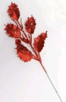 Ветка с листочкам декоративная 29 см красный