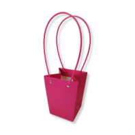 Пакет под цветы 13*9,5*15см Конус Фуксия с пластиковой ручкой