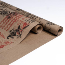 Крафт бумага "Лилия"цв. черный-красный на коричневом фоне 720мм/60гр/60мкр/8,5м± 5%