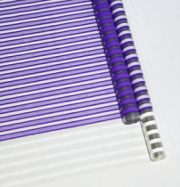 Пленка прозрачная двухцветная с рисунком Полоски бело-сиреневая 70см*10ярд ± 5%