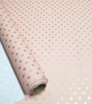 Полипленка матовая 80 мкр 60 см*8 м "Крафтовый горох" нежно-розовый/серебро