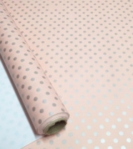 Полипленка матовая 80 мкр 60 см*8 м "Крафтовый горох" нежно-розовый/серебро