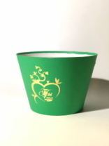 Конус под цветы 13,5*20*14 с тиснением "Ты в моём сердце" зелёный