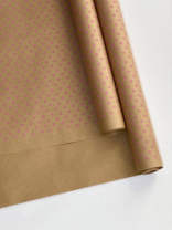 Крафт бумага "Горох" розовый цв. на коричневом фоне 720мм/60гр/60мкр/8,5м± 5%