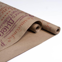 Крафт бумага "Поздравления" цв.красно-фуксия на коричневом фоне 720мм/60гр/60мкр/8,5м± 5%