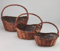 Набор корзин (ива), 40*30 H19 H14 HH36, 34*25 H16 H12 HH31, 28*21 H13 H 10 HH26, 3 шт., коричневый