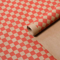 Крафт бумага "Ромбы" красный цв.на коричневом фоне 70 см*8,5 ярд ± 5%