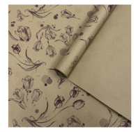 Крафт бумага Цветочный вальс бордовый 720мм/60гр/10м ± 5%