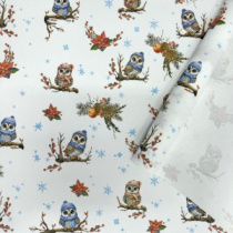 Упаковочная новогодняя бумага Совы 700мм/70гр/10м± 5%
