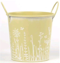Декоративное кашпо "Цветущие луга" 18,5XD16,5XH15,5/19,5СМ BD13СМ, св.желтый, металл