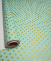 Полипленка матовая 80 мкр 60 см*8 м "Крафтовый горох" морская волна/ золото