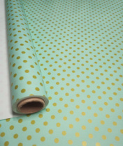 Полипленка матовая 80 мкр 60 см*8 м "Крафтовый горох" морская волна/ золото