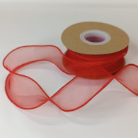 Лента органза однотонная 4 см 10 ярд красный Лента органза однотонная 4 см 10 ярд красный