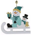 Декоративная подвеска Снеговик на санках 10 см 