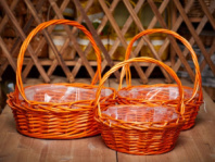 Набор 3 корзины L:37×37 см, высота 13 см, высота с ручкой 38 см.M:32×32х12 см, 33 см.S:27x27x10 см