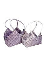 Набор корзин из бересты (секвойя) 2шт, 31*18*11*13/19/27, 24*17*14*11/17,5/25cm, светло-сиреневый
